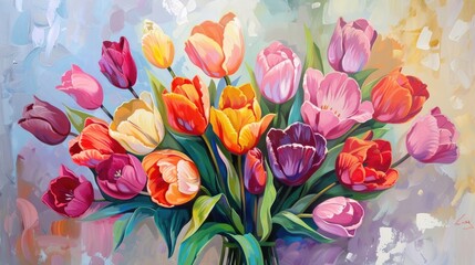 Wall Mural - Vibrant Tulip Bouquet in Spring