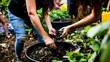 © Sasint - A workshop on composting held in a lush garden, educating on reducing waste and enriching soil, aligning with sustainable practices.