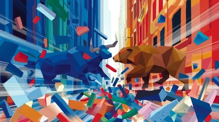 Sticker - bull vs bear stock exchange