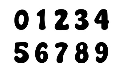 Canvas Print - The numbers from 0 to 9 in black color and isolated – Set of simple decorative vector numbers