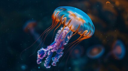 Wall Mural - Jellyfish swimming in vast ocean