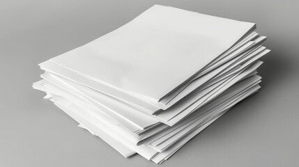 Sticker - Cv, resume, letterhead, invoice mockup. Stack of A4 papers on a grey background.