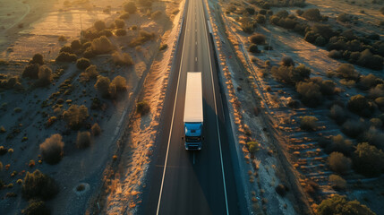 Poster - shipping truck on road, logistics business 