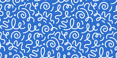 Poster - Kid line color seamless pattern. Abstract cute children party squiggle background design. Fun kid color line seamless pattern. Cute abstract children background. Vector illustration