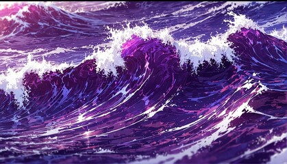 Sticker - purple water waves art anime cartoon style background from Generative AI