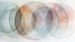 A minimalist artwork featuring a series of translucent, overlapping circles in soft, muted colors, each layer adding depth and interest while maintaining a serene simplicity