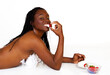African American Woman With Strawberries And Cream