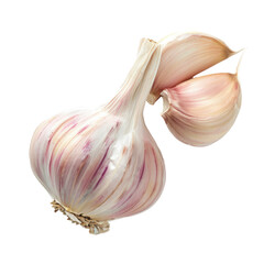 Wall Mural - Aromatic seasoning featuring two garlic cloves for cooking set against a transparent background