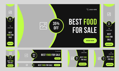 Wall Mural - Delicious food delivery web set banner design for social media post, food offer banner design, fully editable vector eps 10 file format
