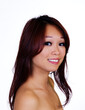 Bare Shoulder Portrait Asian American Woman On White