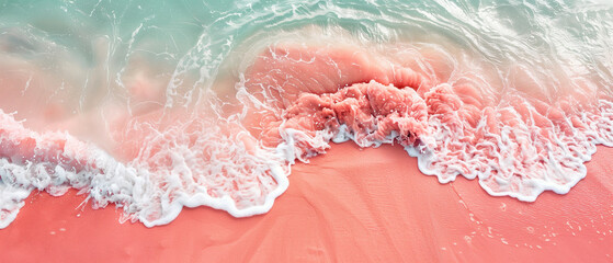 Sticker - Beach with pink sand top view