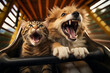 Dog and Cat screaming loud in Roller Coaster
