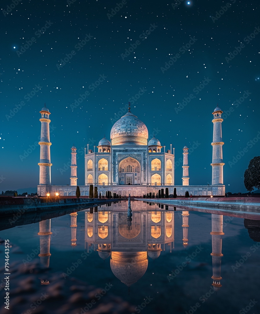 night-view-of-the-taj-mahal-a-famous-tourist-attraction-in-india