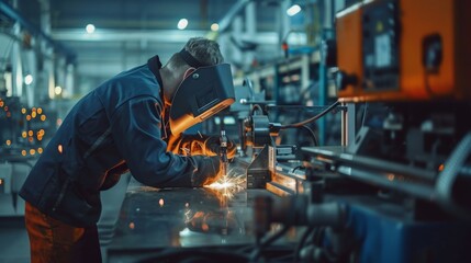 Canvas Print - Precision welding in a manufacturing setting