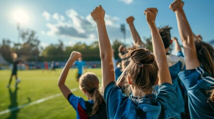 Spectators cheering from the sidelines of the soccer field