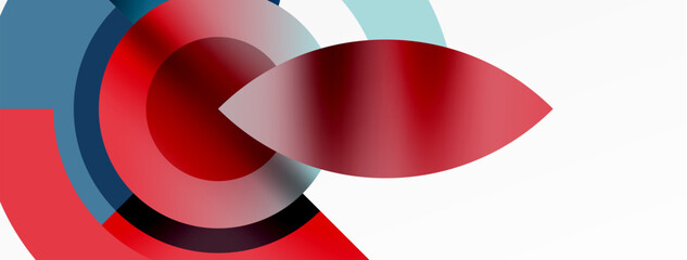 Poster - A liquid, carmine red circle surrounding a blue circle with a red petal pattern in the center. The fluid material property creates a unique art piece reminiscent of drinkware design