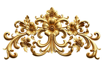 Wall Mural - Gold baroque ornament element isolated on a transparent background	
