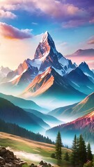 Wall Mural - Mountain Majesty at Sunset