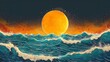 sun and sea illustration poster background