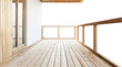 Corner of a house with wooden balcony isolated on transparent background