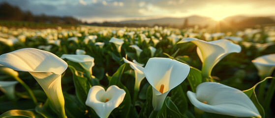 Sticker - calla lily field landscape background