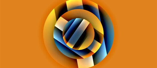 Aufkleber - A blue circle surrounded by a yellow ring on an orange background. It reminds of a delicious orange dessert served on electric blue dishware