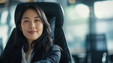 Close-up shot of a young Asian businesswoman's face 