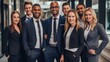 © venusvi - A business team posing for a group photo, all with warm smiles and a sense of unity,