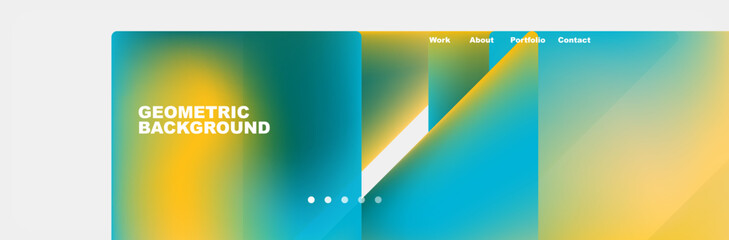 Aufkleber - A white stripe cuts through an electric blue and yellow geometric background, creating a bold display for advertising or branding on a rectangle display device or multimedia signage