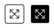 Expand line icon set. video fullscreen size vector icon. extend screen icon. stretch or flexible line icon in black color.