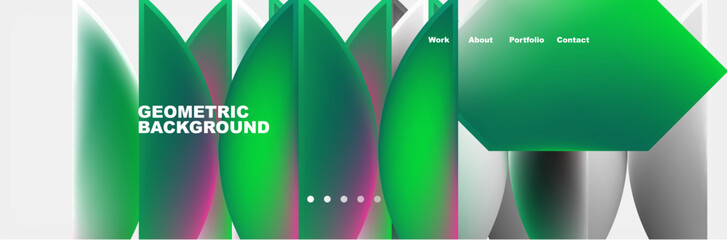 Aufkleber - A liquid bottle with gas bubbles, designed with geometric shapes in electric blue, magenta, and green on a white background. Perfect for automotive lighting or audio equipment