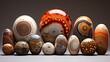 A collection of various types of colorful polished rocks and stones of different sizes
