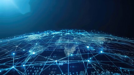 Poster - Global world network and telecommunication on earth cryptocurrency and blockchain and IoT