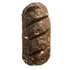 Canvas Print - A loaf of freshly baked black bread infused with the aromatic flavors of cumin and garlic set against a transparent background