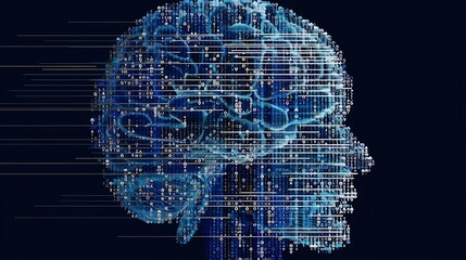 Poster - Generative AI : human brain made of programming code artefacts