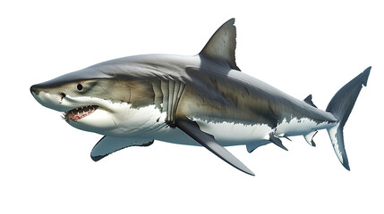 Wall Mural - Shark deep water predator isolated on a white background, aquatic animal