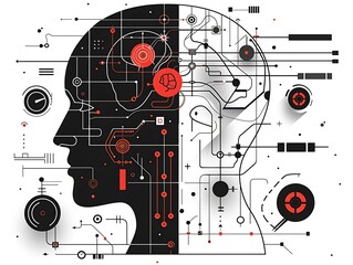 Poster - Generative AI : implistic website on technical capabilities, brain,