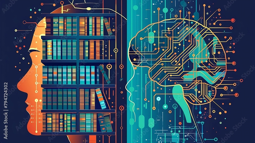 Generative AI : A visually striking graphic that is split into two ...