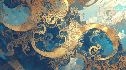Poster - a beautifully crafted abstract pattern with intricate painted ornate textures seamlessly flowing acr