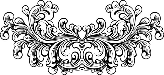 Poster - Vintage baroque ornament drawing
