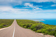Scenic Coastal road along the Kangaroo Island towards the Remarkable Rocks,  South Australia