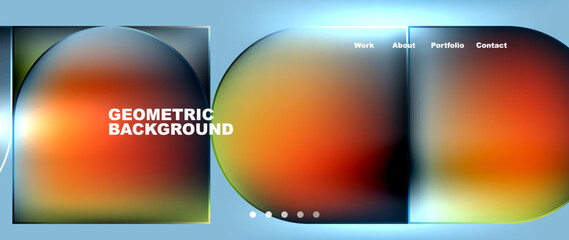 Aufkleber - a geometric background with circles and squares on a blue background . High quality