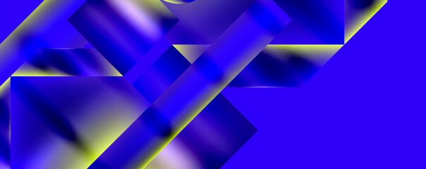 Aufkleber - A computergenerated closeup image of a symmetrical geometric pattern featuring purple, violet, electric blue, and magenta triangles on a blue background