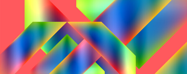 Aufkleber - Vibrant abstract background featuring a colorful gradient of red, blue, green, and yellow. This creative art piece showcases symmetry, patterns, and tints