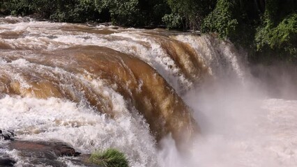 Canvas Print - Cassilandia, Mato Grosso do Sul, Brazil - 01 26 2024: waterfall in tourist spot Salto do Rio Apore