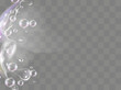 Bath foam with shampoo bubbles isolated on a transparent background. Vector shave, foam mousse with bubbles top view template for your advertising design.