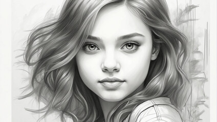 Wall Mural - beautiful girl sketch beautiful art  