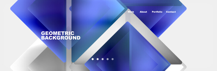 Aufkleber - A geometric pattern of blue, purple, and electric blue triangles on a white background resembling a building facade. The symmetry and triangle shapes create an eyecatching design