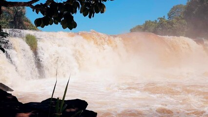 Canvas Print - Cassilandia, Mato Grosso do Sul, Brazil - 01 26 2024: waterfall in tourist spot Salto do Rio Apore