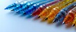 Colorful gel pens on white surface creating vibrant image for writing or design. Concept Colorful Pens, Vibrant Image, Writing Tools, Design Supplies, White Surface